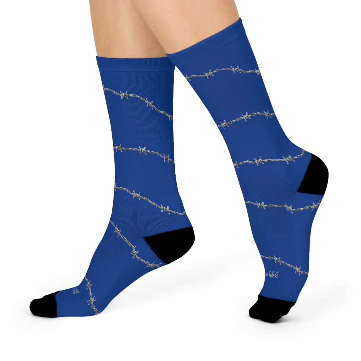 Barbed Wire Pattern Cushioned Crew Socks — Bold Blue Streetwear