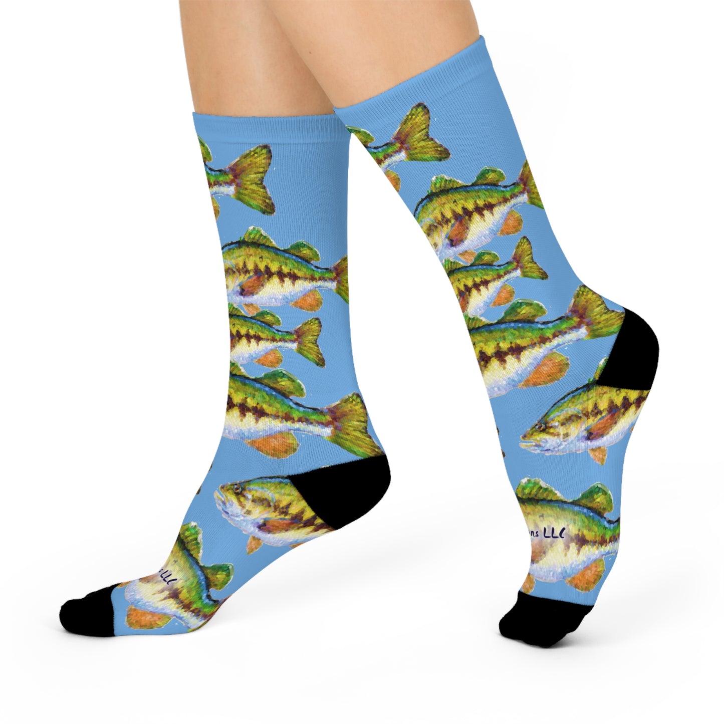 Bass Pattern Crew Socks — Cushioned Fishing Socks for Anglers