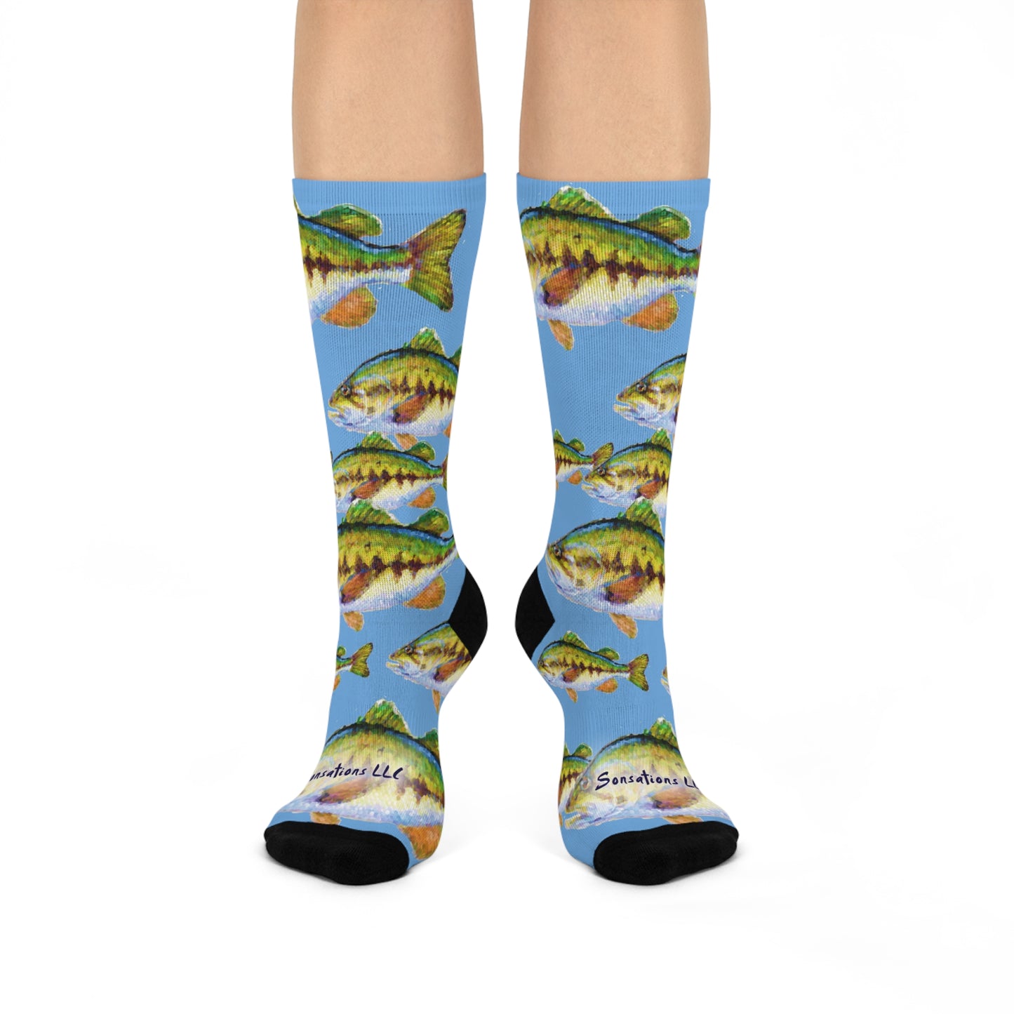 Bass Pattern Crew Socks — Cushioned Fishing Socks for Anglers
