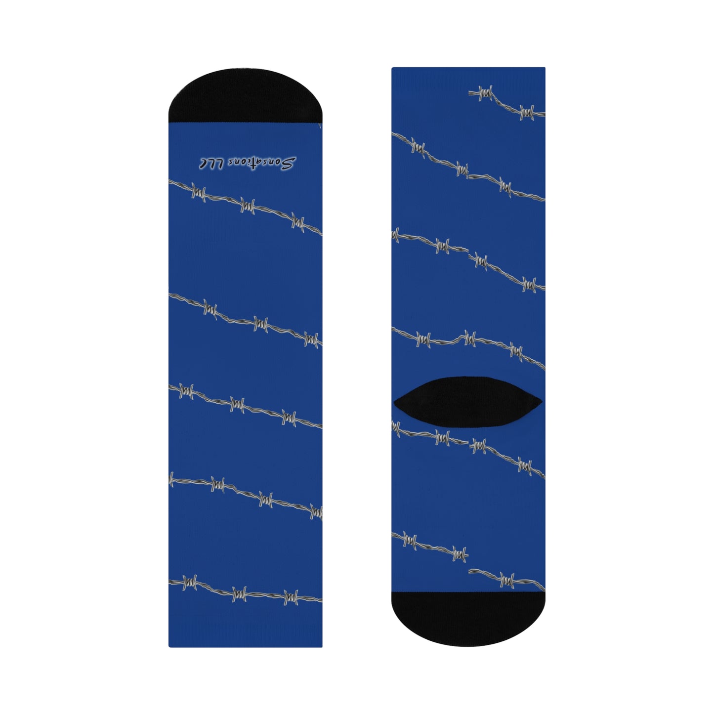 Barbed Wire Pattern Cushioned Crew Socks — Bold Blue Streetwear