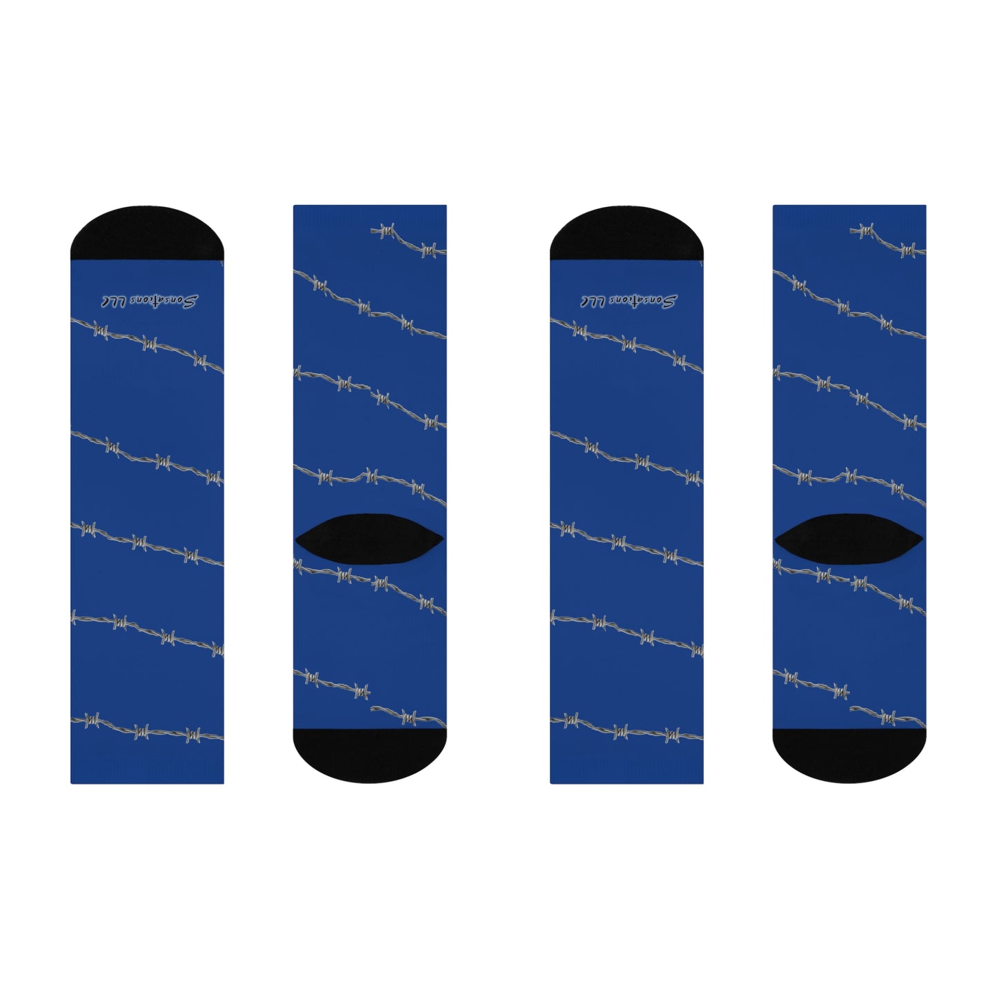 Barbed Wire Pattern Cushioned Crew Socks — Bold Blue Streetwear
