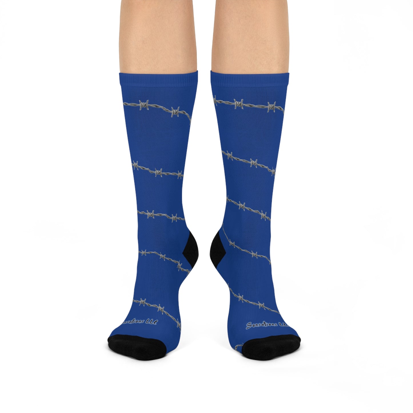 Barbed Wire Pattern Cushioned Crew Socks — Bold Blue Streetwear